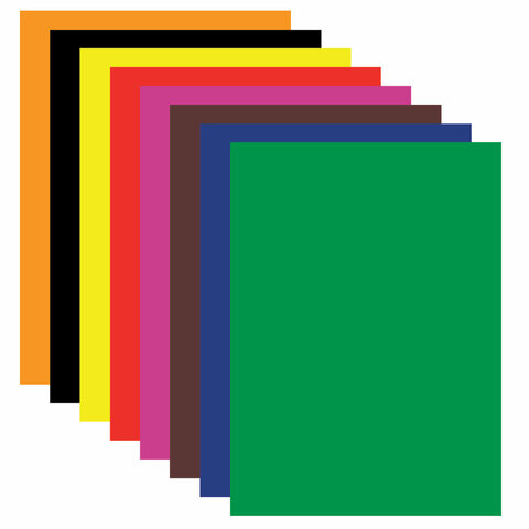 Бумага цветная офсетная самоклеящаяся Brauberg (8 листов, 8 цветов, А4, 210х297мм) в пакете (129287), 100 уп.