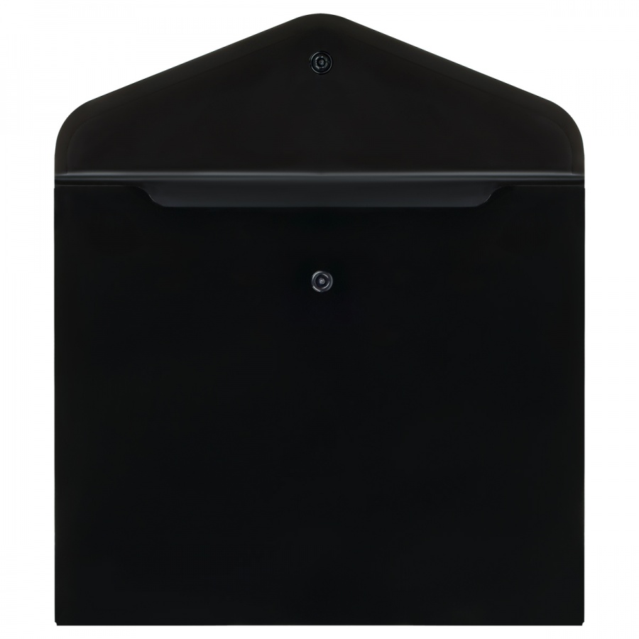 Папка-конверт на кнопке Стамм (А5+, 150мкм, пластик) непрозрачная, черная (ММ-32285), 10шт.
