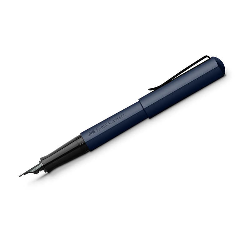 Ручка перьевая Faber-Castell Hexo, синяя, F=0,6мм, шестигранная, синий корпус, инд.картон. упаковка (150541)