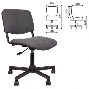 Кресло офисное КР09, ткань серая, пластик черный, без подлокотников (КР01.00.09-102-)