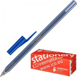 Ручка шариковая ICO Orient (0.5мм, синий цвет чернил, корпус прозрачный) 50шт.