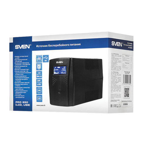 Источник бесперебойного питания SVEN Pro 650/LCD, 650ВА (SV-013844)