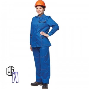 Спец.одежда летняя Костюм женский л06-КБР, куртка/брюки, васильковый с оранжевым (размер 48-50, рост 158-164)