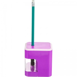 Точилка для карандашей электрическая, фиолетовая, питание от 4 батареек АА