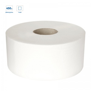 Бумага туалетная для диспенсера 1-слойная OfficeClean Professional, белая, 450м, 12 рул/уп (259313/Х)