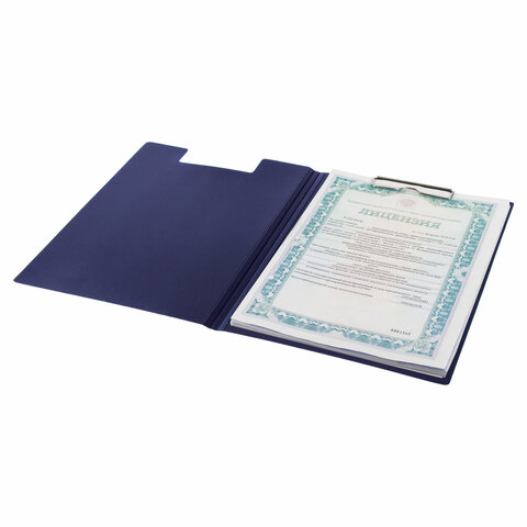 Папка-планшет с крышкой Staff (А4, до 90 листов, пластик) синий, 10шт. (229220)