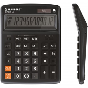 Калькулятор настольный Brauberg Extra-16-BK (16-разрядный) черный (250475)
