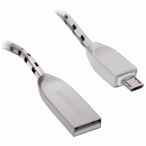 Кабель USB2.0 Sonnen Premium, USB - microUSB, 1м, черный, 2шт. (513125)