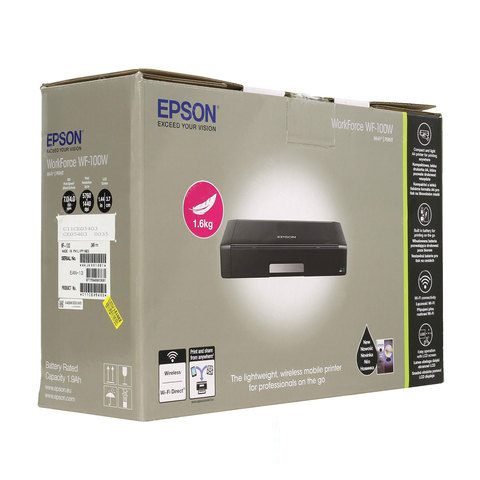Принтер струйный Epson WorkForce WF-100W, черный, USB/Wi-Fi, аккумулятор (C11CE05403)