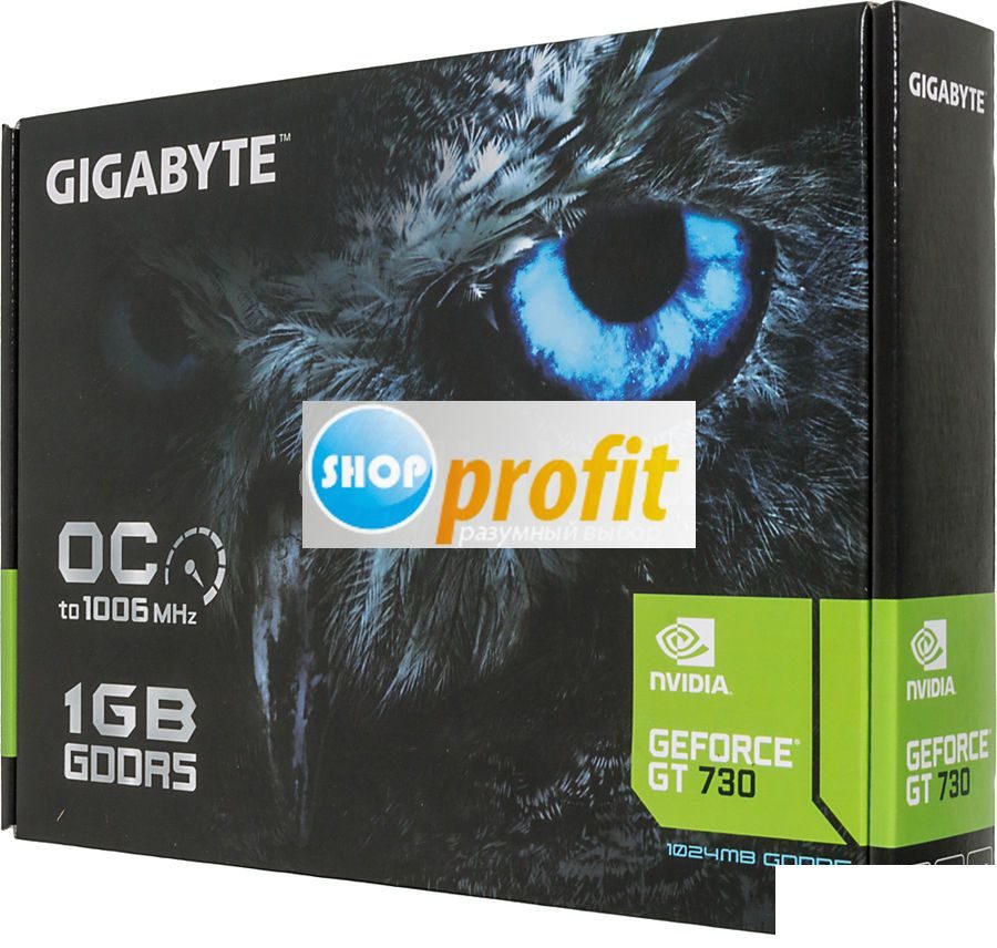 Видеокарта PCI-E 2.0 Gigabyte GeForce GT 730, GV-N730D5OC-1GI, 1Гб, GDDR5, OC, retail (GV-N730D5OC-1GI)