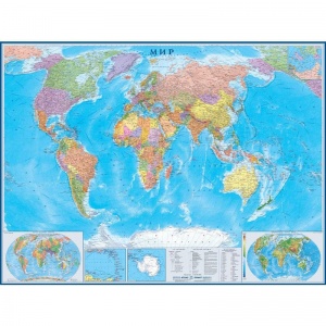 Настенная политическая карта мира Атлас Принт (масштаб 1:22 млн) (1580x1180мм)