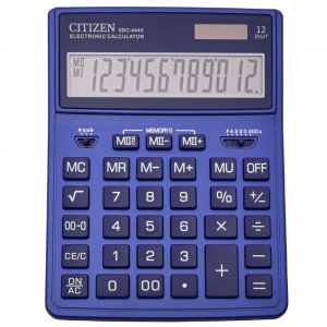 Калькулятор настольный Citizen SDC-444X (12-разрядный) двойное питание, темно-синий (SDC444XRNVE)