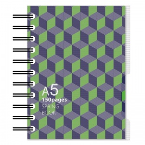 Бизнес-тетрадь А5 Attache Selection Spring Book, 150 листов, синяя/зеленая, клетка, на спирали, пластик (170х202мм), 14шт.