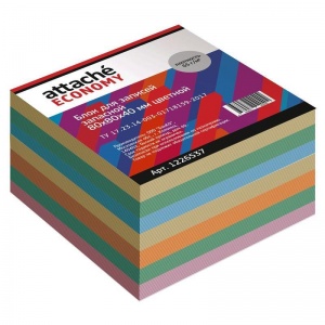 Блок-кубик для записей Attache Economy, 80x80x40мм, разноцветный