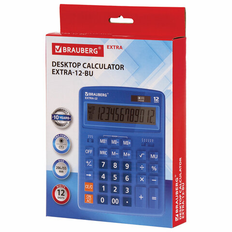 Калькулятор настольный Brauberg Extra-12-BU (12-разрядный) синий (250482), 20шт.