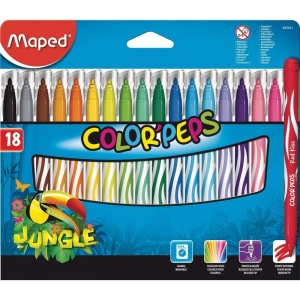 Набор фломастеров 18 цветов Maped Color'Peps Jungle (линия 2.8мм) картонная упаковка (845421), 12 уп.
