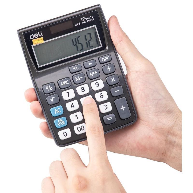 Калькулятор карманный Deli E1122 (12-разрядный) серый