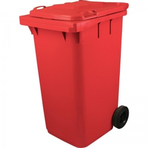 Контейнер-бак для мусора 240л, пластик, на 2-х колесах с крышкой, красный