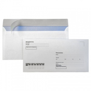Конверт почтовый E65 KurtStrip (110x220, 80г, стрип, печать "Куда-Кому") белый, 1000шт. (Е65.02СКК)