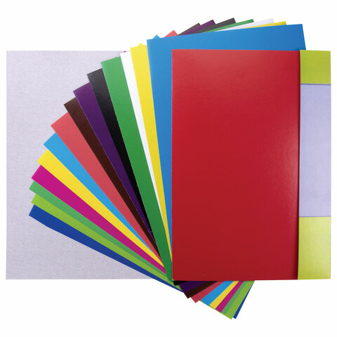 Набор цветной бумаги и картона Юнландия &quot;Планеты&quot; (8+8 цветов, мелованные, А4, 200х290мм) в папке (129570)