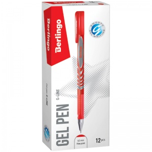 Ручка гелевая Berlingo G-Line (0.4мм, красный, игольчатый наконечник) 12шт. (CGp_50118)