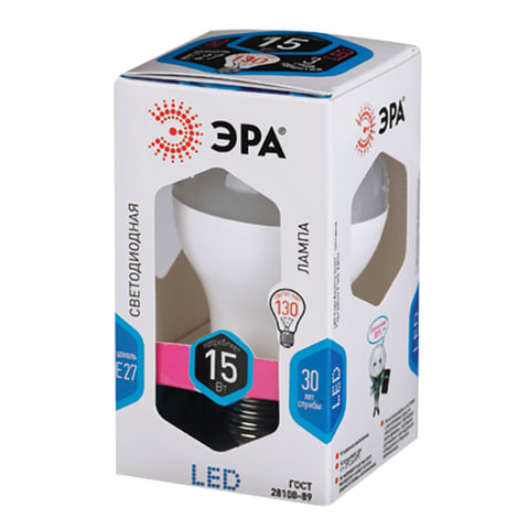 Лампа светодиодная Эра LED (15Вт, Е27, грушевидная) холодный белый, 1шт. (A60-15W-840-E27, Б0033183)