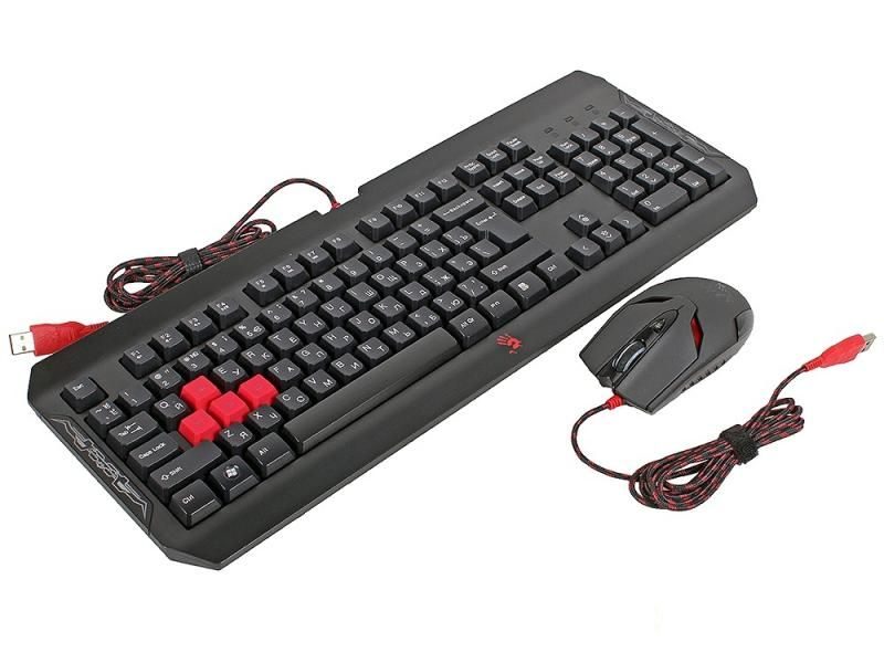 Набор клавиатура+мышь A4 Q1100 (Q100+S2), проводной, USB, черный (Q1100)