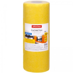Салфетка хозяйственная OfficeClean (25x25см) вискоза, желтые, 30шт. в рулоне (287978)