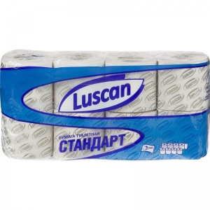 Бумага туалетная 2-слойная Luscan Standart, белая, 21.88м, 8 рул/уп
