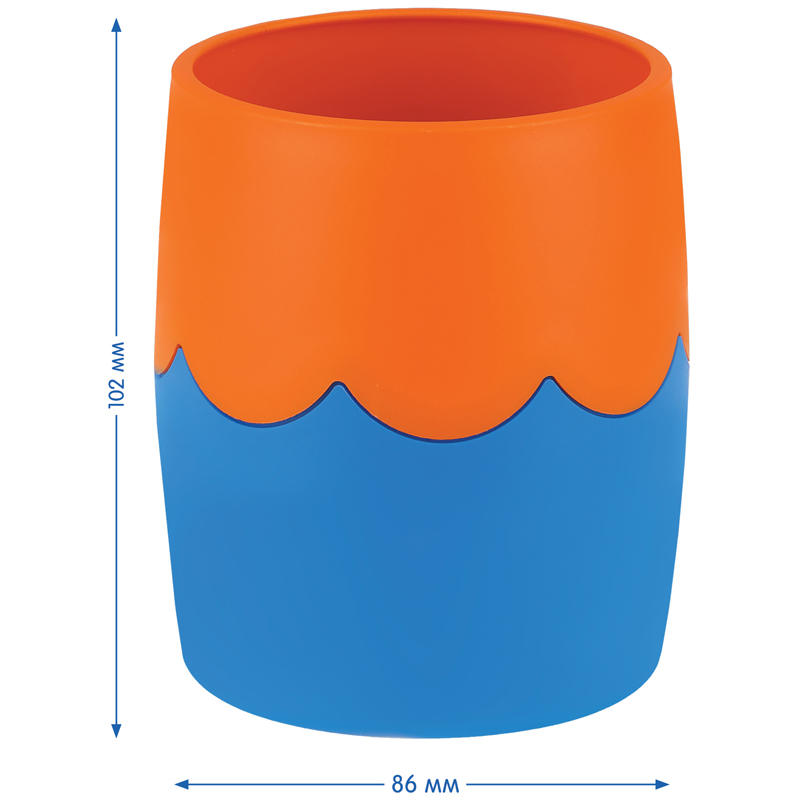 Подставка для канцелярских принадлежностей Мульти-Пульти, пластик, круглый, сине-оранжевый (СН503МП)