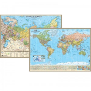Настенная политическая карта мира (масштаб 1:45 млн) двухсторонняя