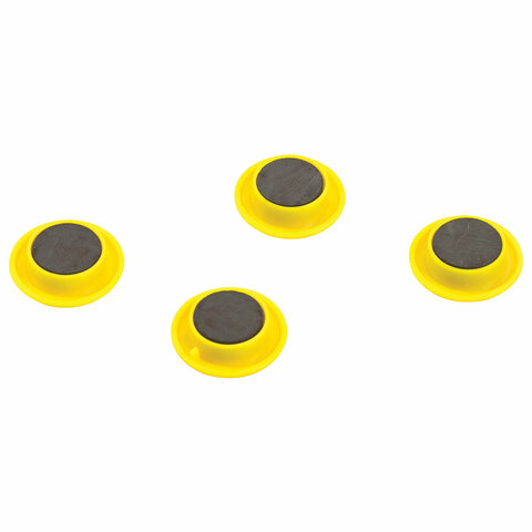 Магнитный держатель для досок Brauberg &quot;Смайлики&quot; (d=30мм, круг) желтый, 4шт. (231727), 24 уп.