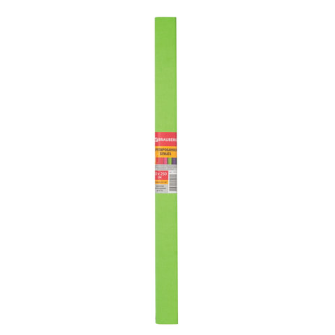 Бумага цветная крепированная Brauberg, 50x250см, плотная, растяжение до 45%, 32 г/кв.м, светло-зеленая, в рулоне, 1 лист (126536)