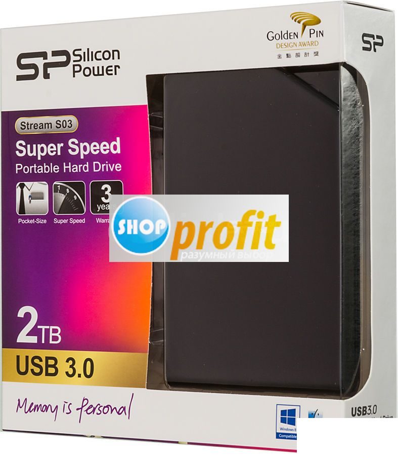 Внешний жесткий диск Silicon Power Stream S03, 2Тб, черный (SP020TBPHDS03S3K)