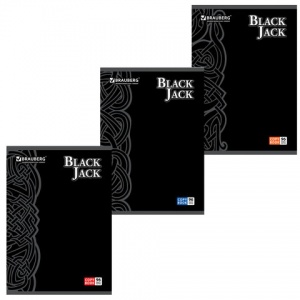 Тетрадь общая 96л, А4 Brauberg "Black Jack" (клетка, скрепка) (401853), 5шт.