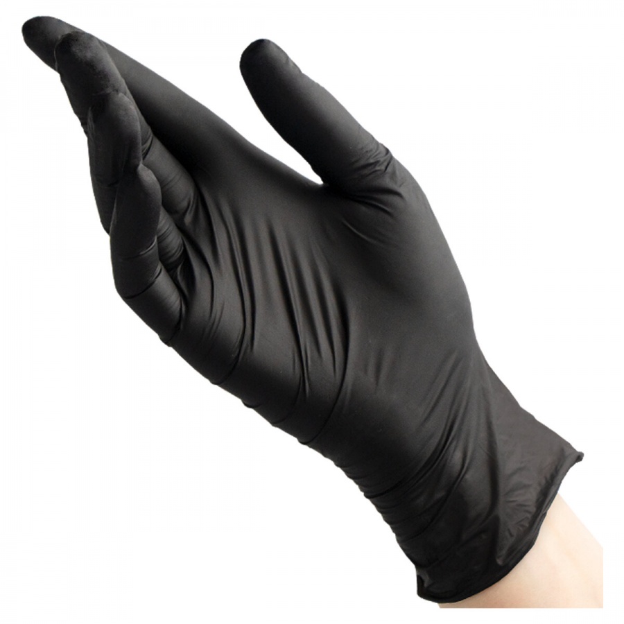 Перчатки одноразовые нитриловые смотровые Benovy, черные, размер M, 50 пар в упаковке, 10 уп.