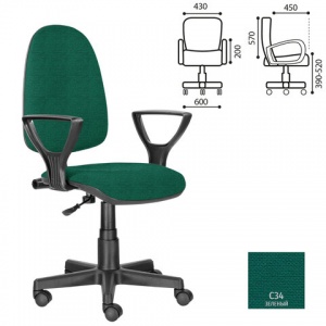 Кресло офисное Brabix "Prestige Ergo MG-311", ткань черно-зеленая, регулируемая спинка (532421)