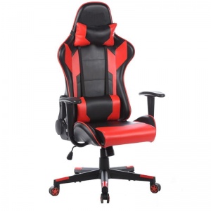 Кресло игровое Helmi HL-G01 Victory, кожзам черный/красный, 2 подушки (279715)