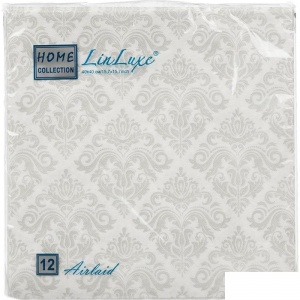 Салфетки бумажные 40x40см, 1-слойные LinLuxe Royal silver, серебристые, 12шт.