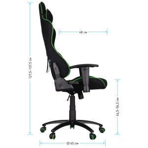 Кресло игровое Helmi HL-G08 "Target", ткань черная/зеленая, 2 подушки (306179)