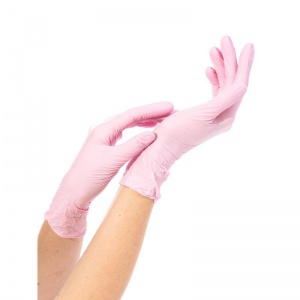 Перчатки одноразовые нитриловые смотровые NitriMax, нестерильные, неопудренные, розовые, размер M, 50 пар в упаковке