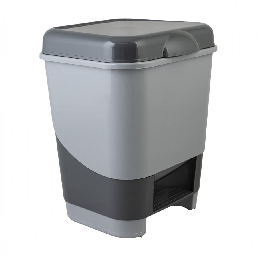 Контейнер для мусора 8л Полимербыт, пластик серый, с педалью, 6шт. (427-СЕРЫЙ-434270065)