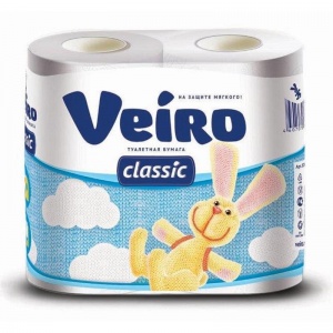 Бумага туалетная 2-слойная Veiro Classic, белая, 17.5м, 4 рул/уп (5С24)