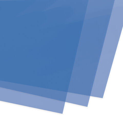 Обложка для переплета А4 Brauberg, 200 г/кв.м, пластик, прозрачно-синий, 100шт. (530830)