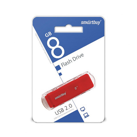 Флэш-диск USB 8Gb SmartBuy Dock, красный (SB8GBDK-R), 180шт.