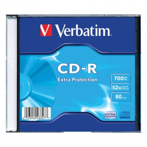 Оптический диск CD-R DL Verbatim 700Mb, 52х, slim case, 1шт. (510076)