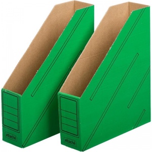 Лоток для бумаг вертикальный Attache, 75мм, зеленый, 2шт.