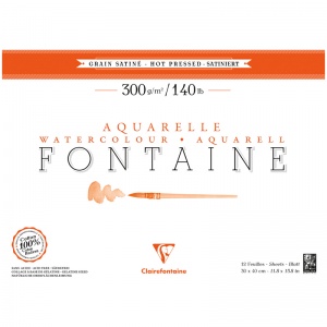 Альбом для акварели 300x400мм, 12л Clairefontaine "Fontaine Grain satin" (300 г/кв.м, горяч. пресс., сатин) (96351C)