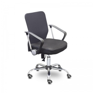 Кресло офисное Easy Chair 203, ткань/сетка черная, хром