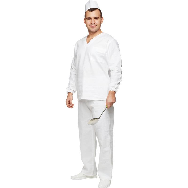 Униформа Костюм пекаря у05-КБР, с длинным рукавом, белый бязь (размер 52-54, рост 170-176)